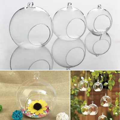 Buy Clear Hanging Glass Bauble Fillable Sphere Ball Candle Tea Light Holder Garden • 10.95£