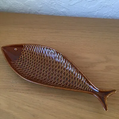 Buy STIG LINDBERG For GUSTAVSBERG Ceramic Brown Fish Dish/ Bowl Vintage 30cm Long • 52£