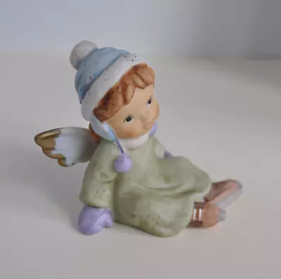 Buy Goebel Nina Marco Figurine. Sitting Angel Child Wearing Bobble Hat & Ice Skates • 5.50£