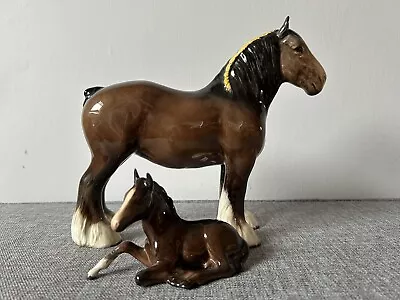 Buy Beswick Shire Horse Mare And Foal At Foot • 15£