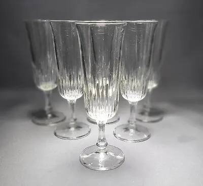 Buy 6x Champagne Flutes Vintage Art Deco Clear 7” Tall Glasses • 26.80£