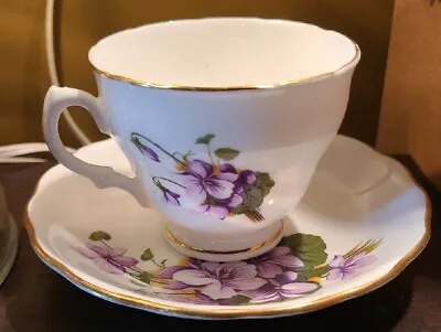 Buy Royal Vale Bone China Teacup &  Saucer Purple Yellow Green Gold Made In England  • 26.56£
