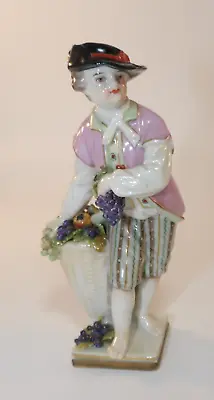 Buy Antique Dresden 5  Figurine Boy With Fruit Grapes C1900 Crown Over D Mark VGC • 29.99£