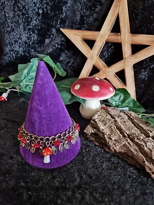 Buy Bronze Toadstool/mushroom,red Glass Flowers &green/lemon Leaves Wiccan Pagan  • 12.95£