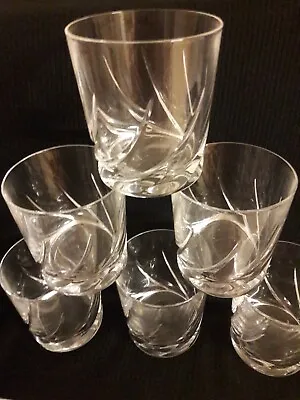 Buy Set Of Six Crystal Cut Whisky Glasses - Flame Effect Pattern • 19.95£