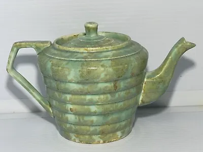 Buy 1930s Flaxman Ware Wadeheath HandMade Mottled Green Art 30s Deco Tea Pot Vintage • 47.65£