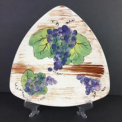 Buy Vintage Signed Hand Painted Holland Mold Triangle Ceramic Plate 10.5  Grapes • 11.53£