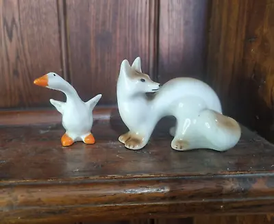 Buy Vintage Russian Lomonosov Porcelain Polar Fox (?) & An English China  Duck • 22.50£