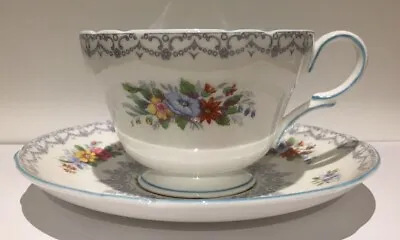 Buy Vintage Shelley Fine Bone China Tea Cup And Saucer Crochet • 4.99£