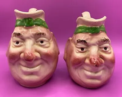 Buy Pair Of Antique French Majolica Face Toby Character Jugs • 8£