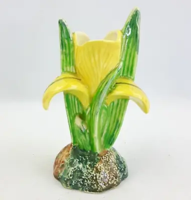 Buy Shorter & Sons Art Deco 15cm Yellow Iris Vase - 697 Vintage 1930s • 76£