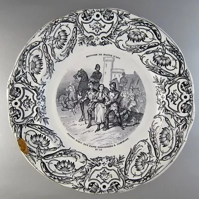 Buy Antique French Gien Porcelain Plate, History Of Joan Of Arc, 1860-1871, Signed • 7.19£