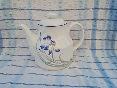 Buy Royal Doulton Minerva Teapot Bone China White Blue Iris Pattern Floral  • 14.99£