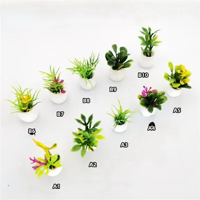 Buy 10x Dolls House Miniature 1:12th Scale Potted Flowers Pot Green Plants Garden • 5.99£