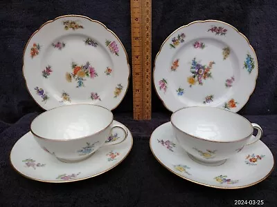 Buy 2 (GOOD CONDN) Vintage Dresden Cabinet China Trios Cups Saucers Plates 6 Items • 65£