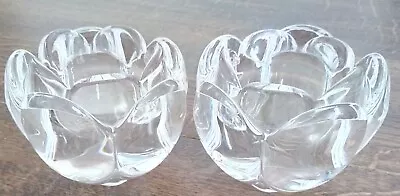 Buy 2 X Vintage Petal / Tulip Candle Holders, Clear Glass • 10.99£