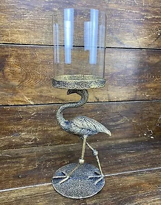 Buy Metal Flamingo Candle Holder In Antique Gold Finish • 24£