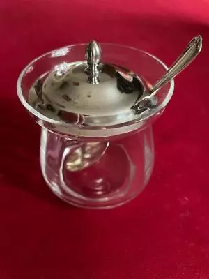 Buy Vintage Glass And Silver Plated Jam Pot & Spoon • 2.91£