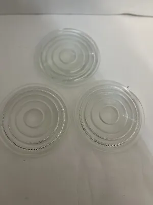 Buy Set Of 3 Thick Glass Coaster Disc Vintage Ribbed Art Deco • 7.58£