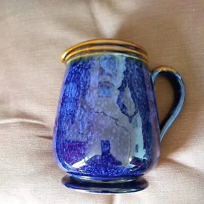 Buy Vintage Langley Pottery Jug Electric Blue With Brown Rim Pre 1930 • 25.99£