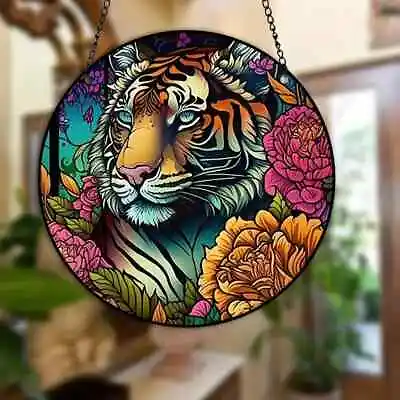 Buy Tiger Design Suncatcher Stained Glass Effect Home Decor Christmas Gift • 6.95£
