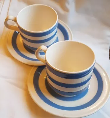 Buy Pair Carrigaline Blue & White Cup & Saucer Set Blue And White  Pottery Ireland • 12£