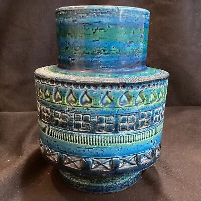 Buy Bitossi Italy Aldo Londi Raymor MCM Rimini Blue Glaze Art Pottery 7” Tall Vase • 94.78£