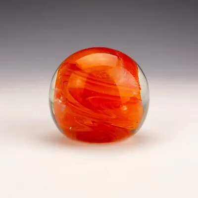 Buy Vintage Isle Of Wight Glass - Orange Swirl Decorated Studio Glass Paperweight • 14.99£