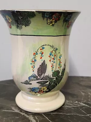 Buy Vintage Arthur Wood “VERONA” Vase Green Cream Lustre Hand Painted • 29.99£