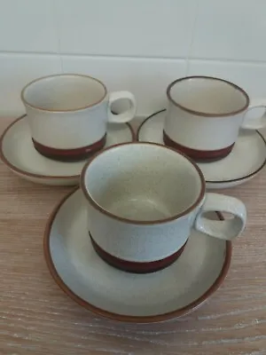 Buy Denby Made In England Set Of 3 Teacups And Saucers Microwave Dishwasher Safe • 15£