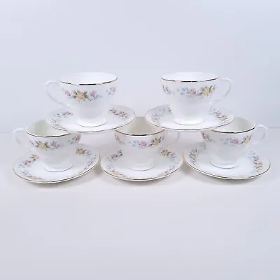 Buy Mayfair Staffordshire Alpine Footed Cups & Saucers Fine Bone China England X 5 • 19.49£