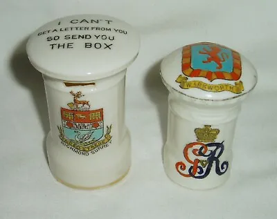 Buy Vintage Crested China Post Boxes - Arcadian Warkworth /GR & Richmond, Kent • 10£
