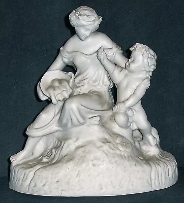 Buy Victorian Parian Ware Figure Of Woman With Cherub Holding A Small Fish • 19.99£