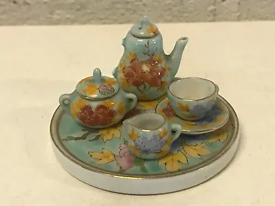Buy Vintage Antique Japanese Signed Miniature Porcelain 5 Piece Tea Set Floral Dec. • 203.65£
