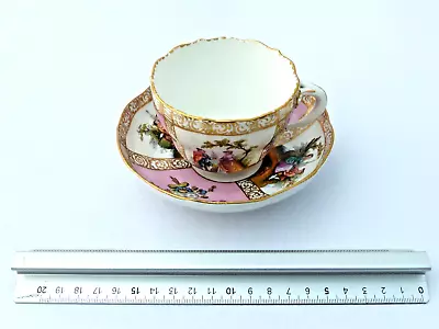 Buy Antique Hand Painted German  Meissen Cup And Saucer Fine China - 19th C • 9.50£