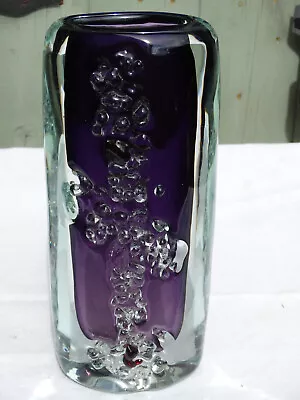 Buy Skrdlovice Beranek Czech Amethyst Art Glass MCM Retro Heavy Vase 24.5cm • 89£