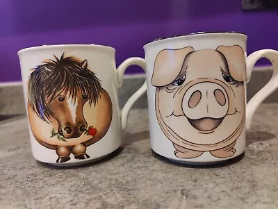 Buy Arthur Wood Pottery 'Back To Front' Mugs - Horse And Pig • 7£