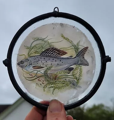 Buy Stained Glass Grayling Fish Leaded Roundel Suncatcher Traditional Fired 13cm • 19.99£
