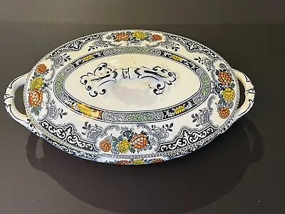 Buy Antique Cauldon England China Covered Vegetable #344284  Blue Yellow Red Floral • 158.51£