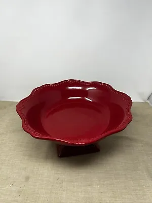 Buy Princess House Pavillion Stoneware BERRY Red Pedestal Bowl Centerpiece #6786 • 95.18£