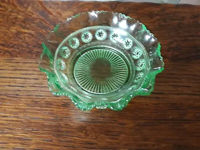 Buy Antique Cut Glass Fruit Bowl , Green Urainum Look  • 4.99£