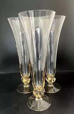 Buy Skruf Edenfalk Gulli Swedish Crystal Glass Champagne Flutes X3 • 25£