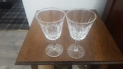 Buy PAIR WATERFORD CRYSTAL 5 5/8  14.3cm LISMORE WINE GLASSES, Etched And Perfect • 24£