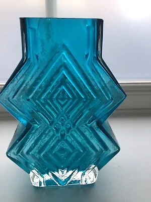 Buy Vintage RARE WHITEFRIARS Kingfisher Blue Double Diamond Vase (9759) • 474.99£