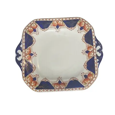Buy Vintage Wood & Sons Florence Cake Plate Square Bone China Blue Orange Floral • 10.39£