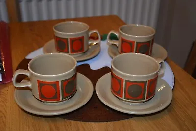 Buy Vintage Ironstone Staffordshire Potteries Retro Coffee Set 4 Cups Saucers Retro • 9.95£