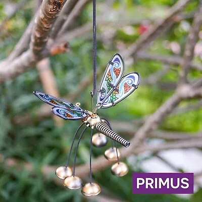 Buy Dragonfly Bobbin' Bells Bouncing Stained Glass Wings Hanging Pretty Wind Chime • 7.99£