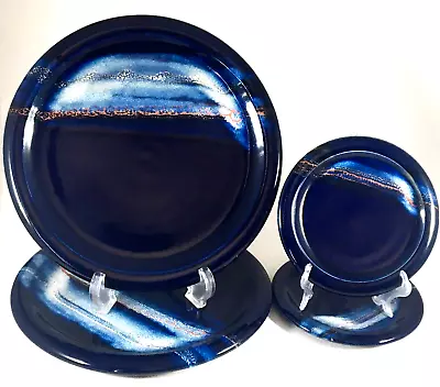 Buy Studio Pottery Panogana Cobalt Blue Plates Bill Thomas Lot Of 4 Tasmania AU • 52.82£