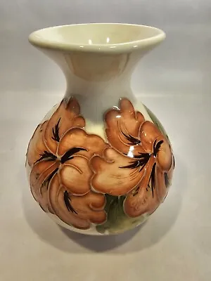 Buy Moorcroft Pottery Hibiscus Fluted Vase Made In England 1970s Vintage Floral • 22£