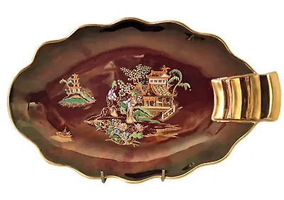 Buy Vintage Carlton Ware Rouge Royale  Lustre Chinoiserie Mikado Oval Dish 1930s • 23.50£